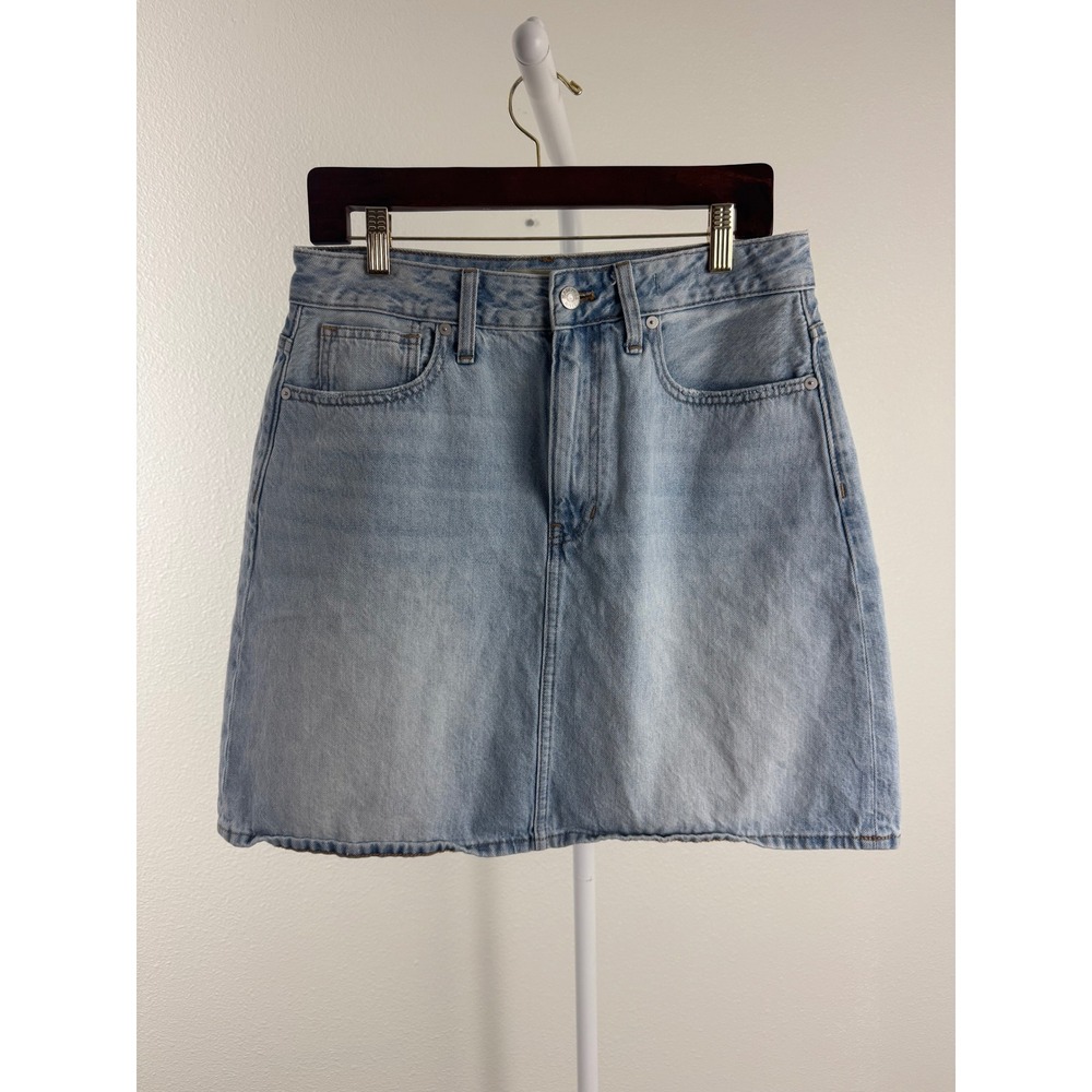 Madewell Rigid Denim A-Line Mini Skirt Light Wash Blue Size 27 Y2K